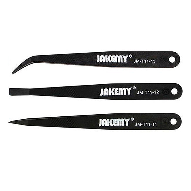 Jakemy JM-T11 Präzisionspinzette Set | 3in1 Antistatisch | Carbon | Werkstatt Werkzeug