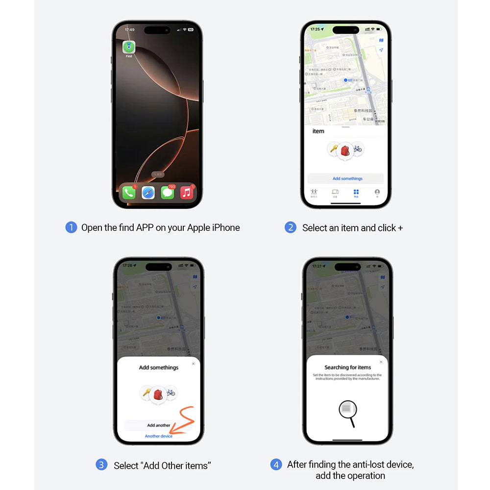 Acefast SmartTag S1 für iOS-Serie, Set 4 Stück, Grau