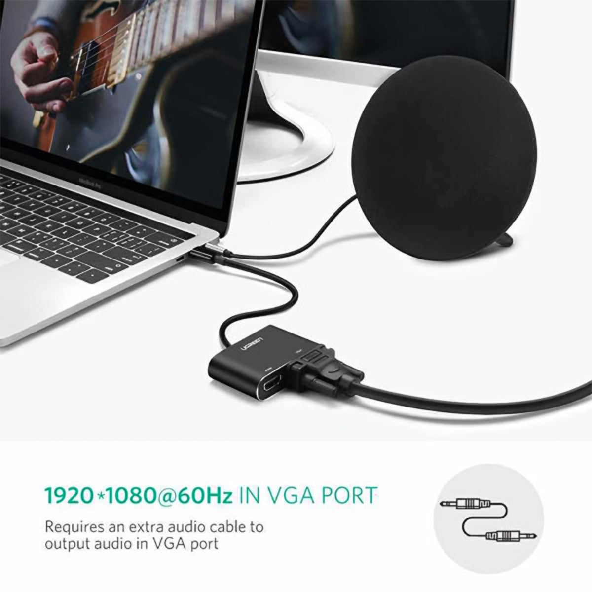 UGREEN CM449 Videoadapter, USB-A - HDMI / VGA, 1080P, Grau