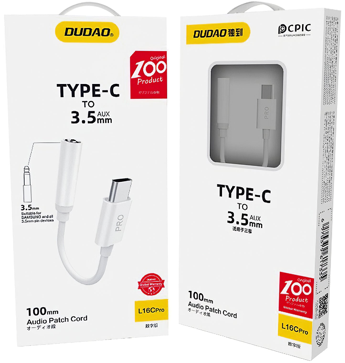 Audioadapter USB-C - 3,5mm Dudao L16CPro, Weiß