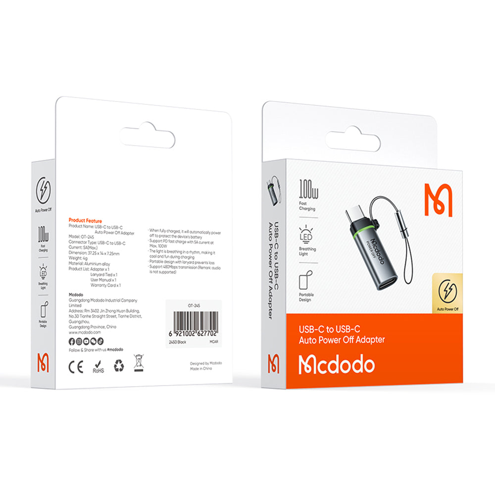 USB-C Daten- und Ladeadapter - USB-C McDodo OT-2450 Power Off, Schwarz