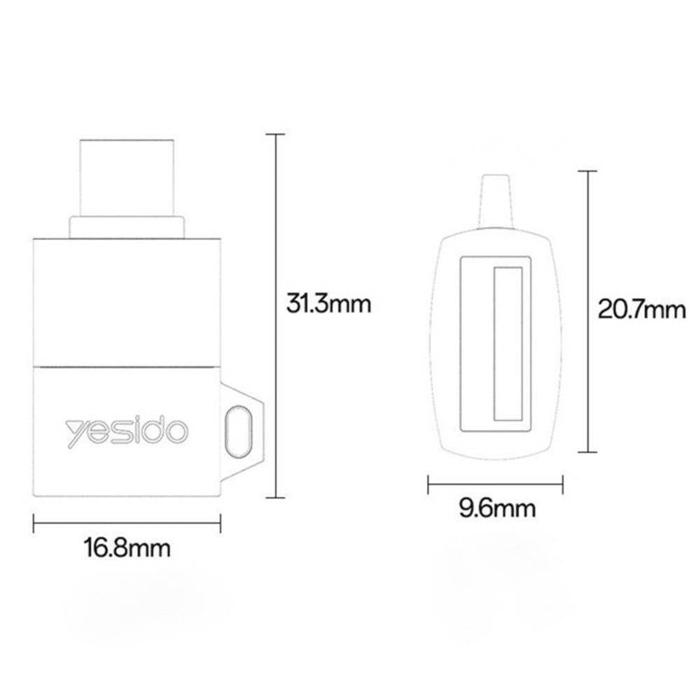 OTG Adapter USB-C - USB-A Yesido GS31, Grau