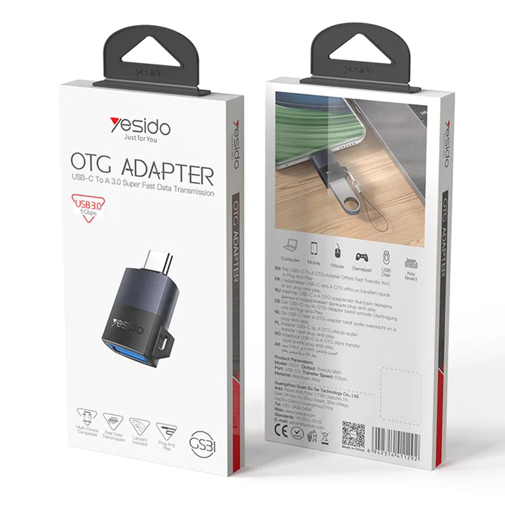 OTG Adapter USB-C - USB-A Yesido GS31, Grau