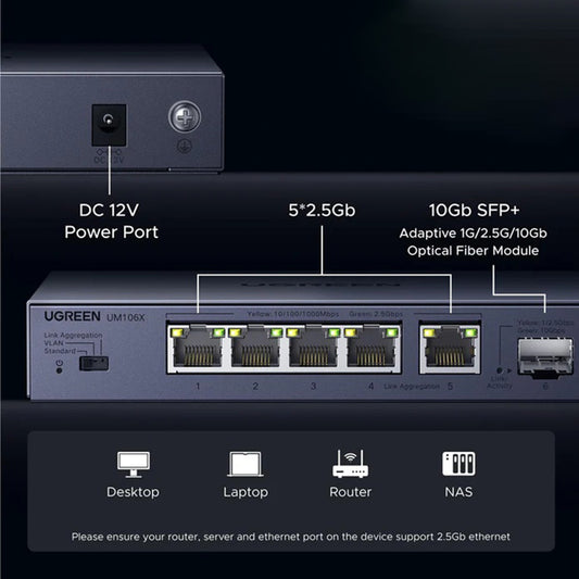 UGREEN Netzwerk-Switch 35048EU, Grau
