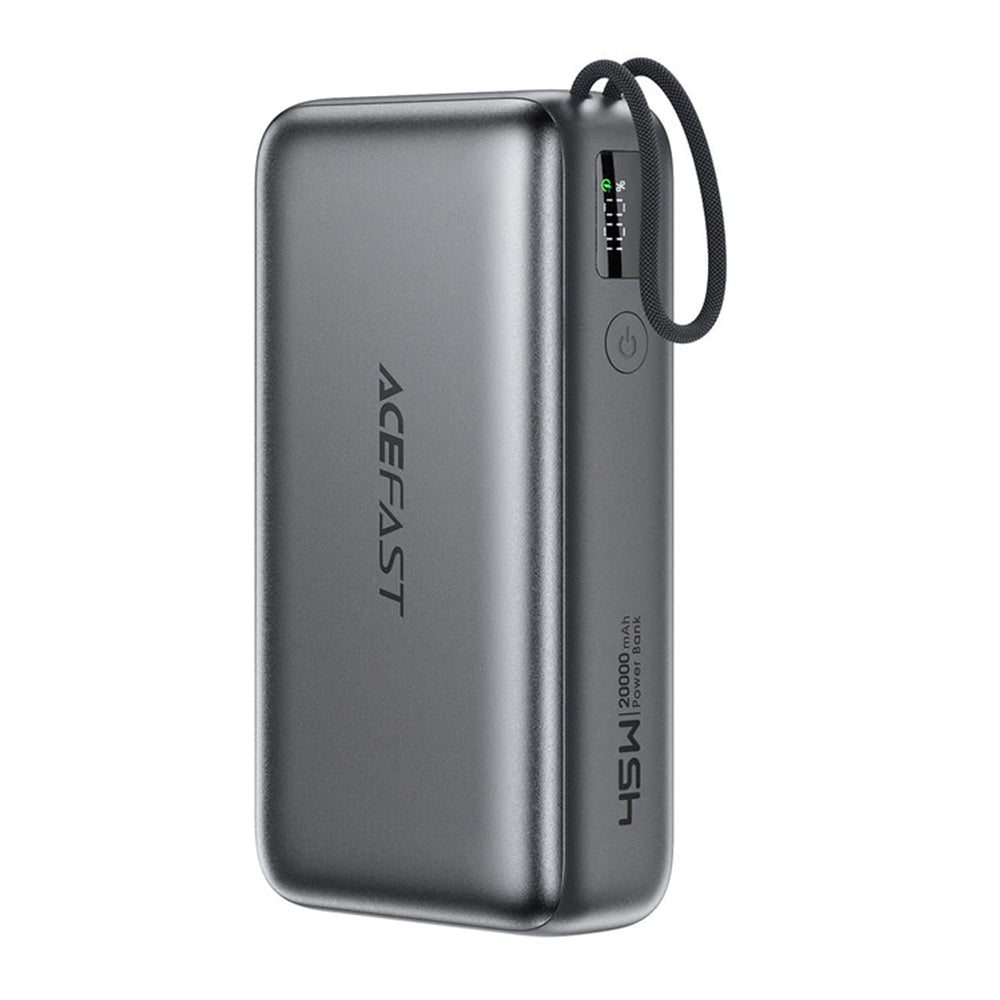 Externer Akku Acefast M34, 20000mAh, 45W, QC + PD, 1 x USB-A - 2 x USB-C, Grau