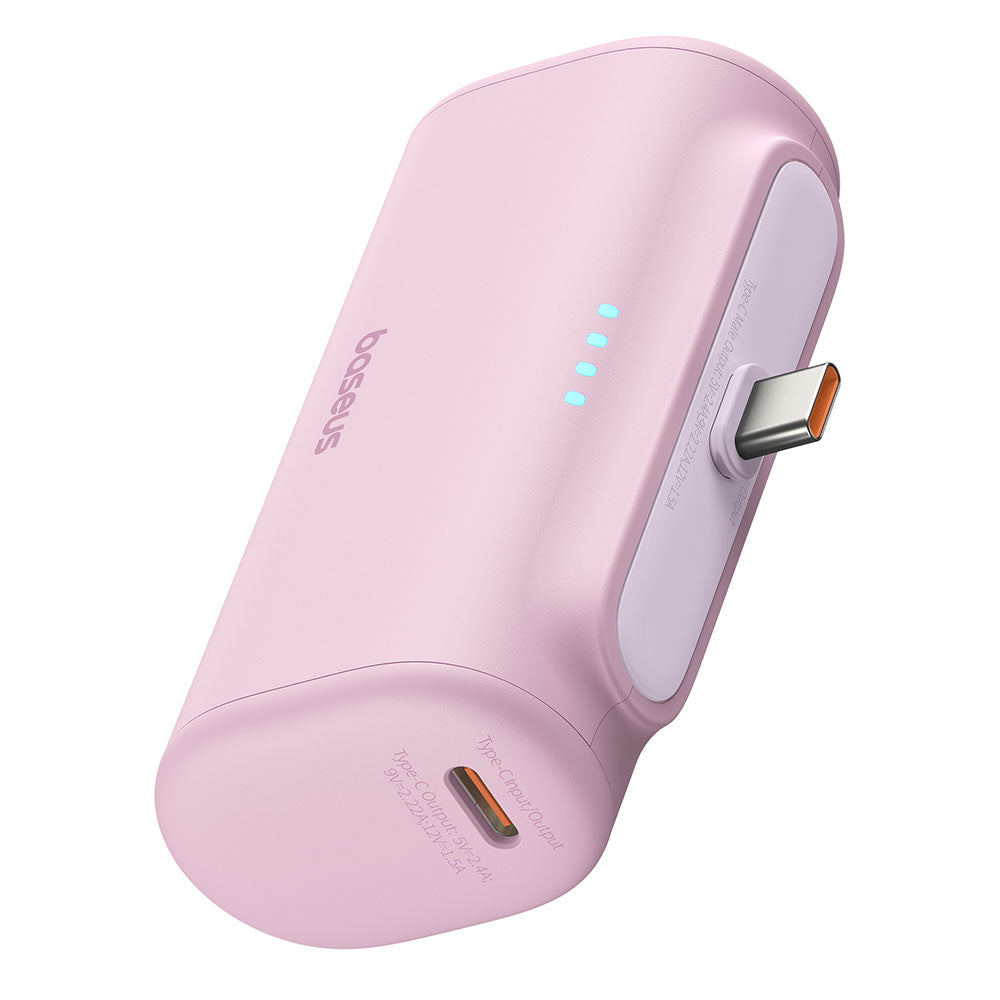 Baseus Compact External Battery, 5000mAh, 20W, PD, 2 x USB-C, Pink P10068306413-00