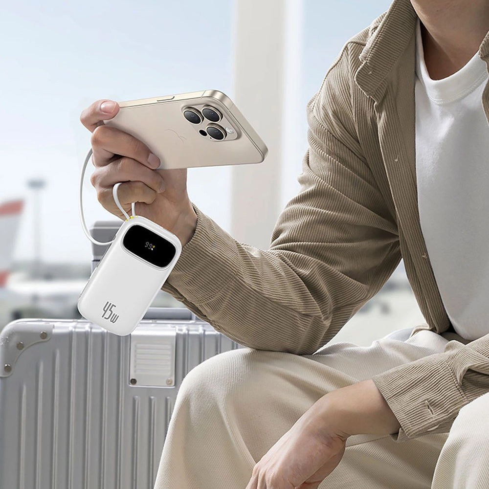 Baseus EnerFill FC31 Qpow 3 External Battery, 10000mAh, 45W, QC + PD, 1 x Lightning - 1 x USB-A - 2 x USB-C, White E0028C01