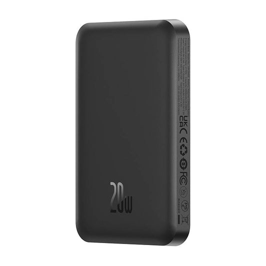 Baseus Magnetic Mini Wireless External Battery, 5000mAh, 20W, PD + FQI, 1 x QI - 1 x USB-C, Schwarz P10022107113113-00