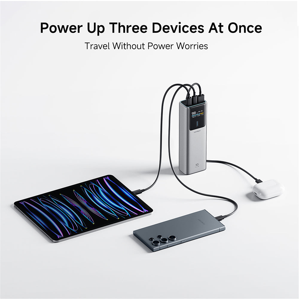 Externe Batterie Cuktech PB150P, 15000mAh, 120W, QC + PD, 1 x USB-A - 2 x USB-C, Grau CKPB150POSGR