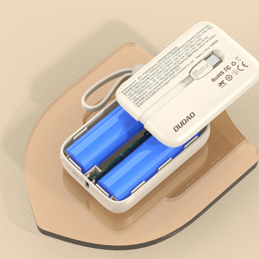 Externer Akku Dudao K14, 10000mAh, 66W, QC + PD, 1 x USB-A - 1 x USB-C, Beige