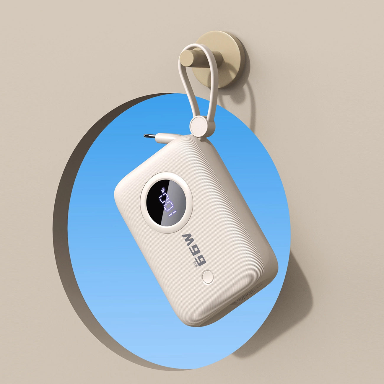 Externer Akku Dudao K14, 10000mAh, 22.5W, QC + PD, 1 x Lightning - 1 x USB-A - 2 x USB-C, Beige