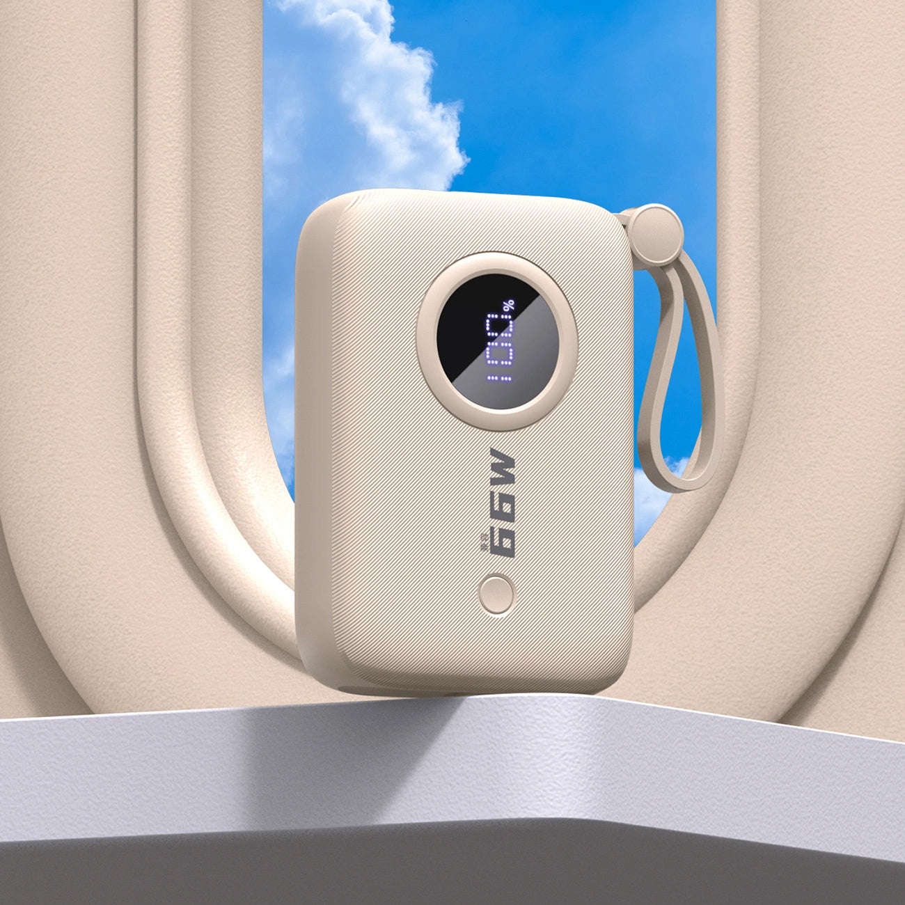 Externer Akku Dudao K14, 10000mAh, 22.5W, QC + PD, 1 x Lightning - 1 x USB-A - 2 x USB-C, Beige