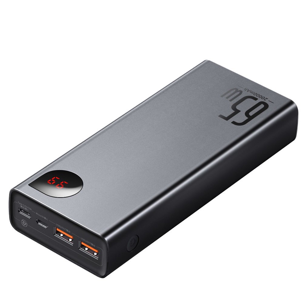 Baseus Adaman Powerbank 20000mAh | 65W QC + PD | 1x USB-C & 2x USB-A | Schwarz