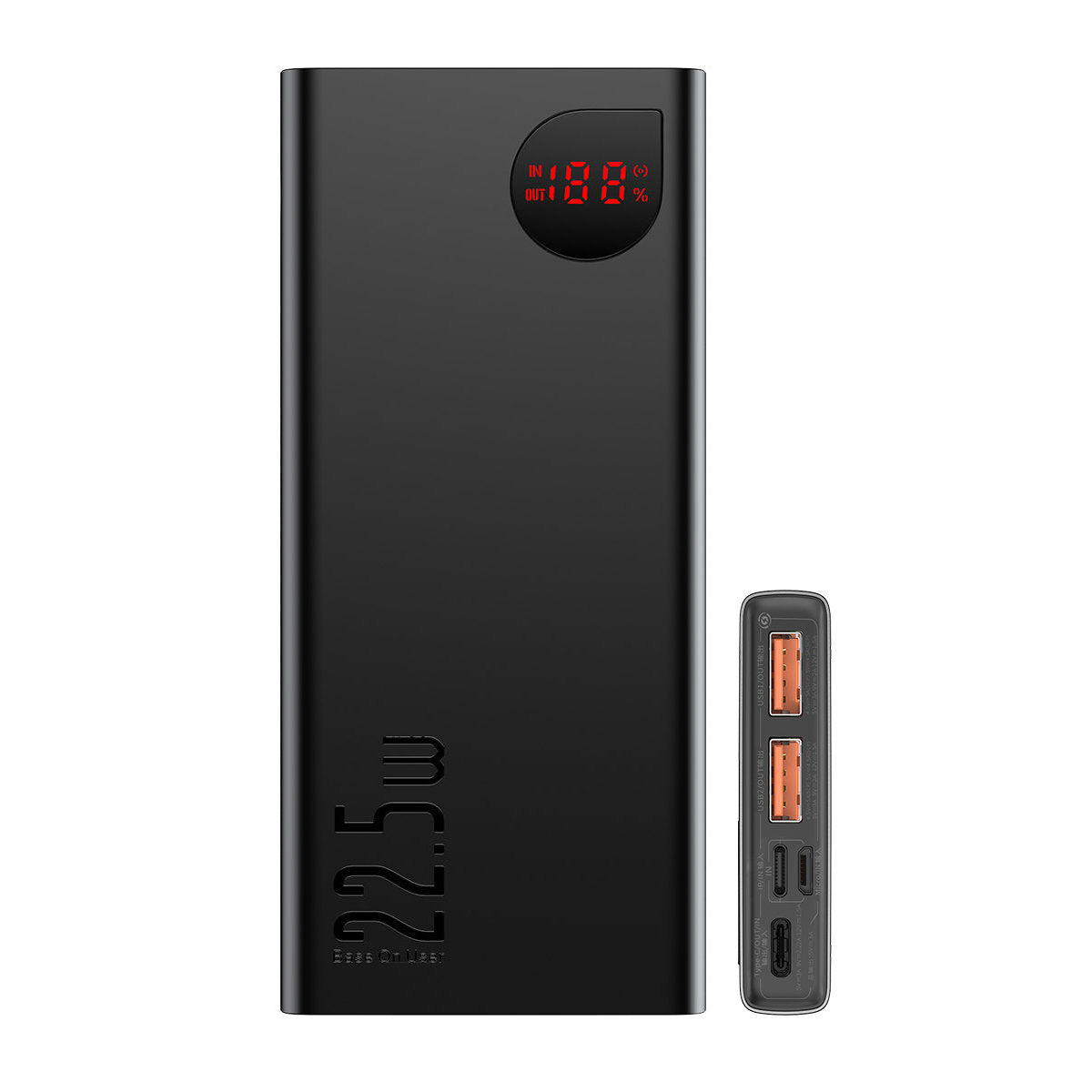 Externer Akku Baseus Adaman, 10000mAh, 22.5W, QC + PD, 1 x USB-C - 2 x USB-A, Schwarz PPAD070001