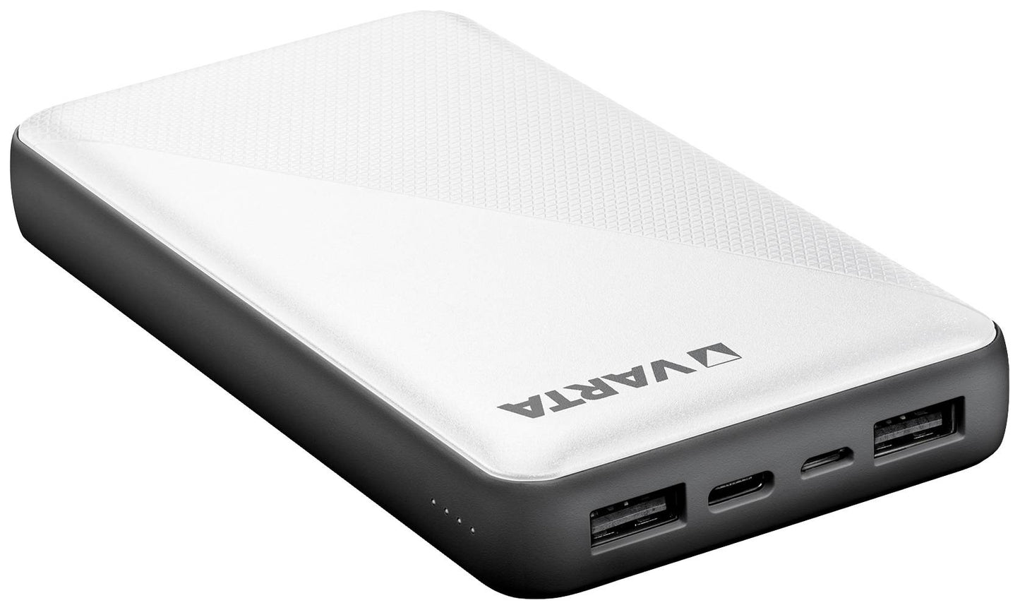 Varta Energy Externe Batterie, 15000mAh, 15W, 2 x USB-A - 1 x USB-C, Weiß