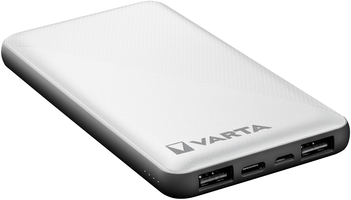 Varta Energy Externe Batterie, 10000mAh, 15W, 2 x USB-A - 1 x USB-C, Weiß