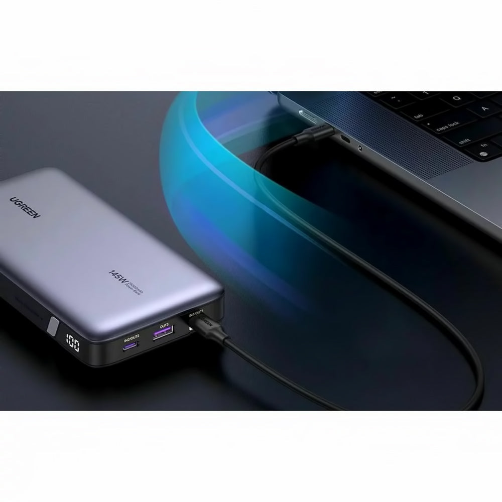 Externer Akku UGREEN PB205, 25000mAh, 145W, QC + PD, 1 x USB-A - 2 x USB-C, Grau