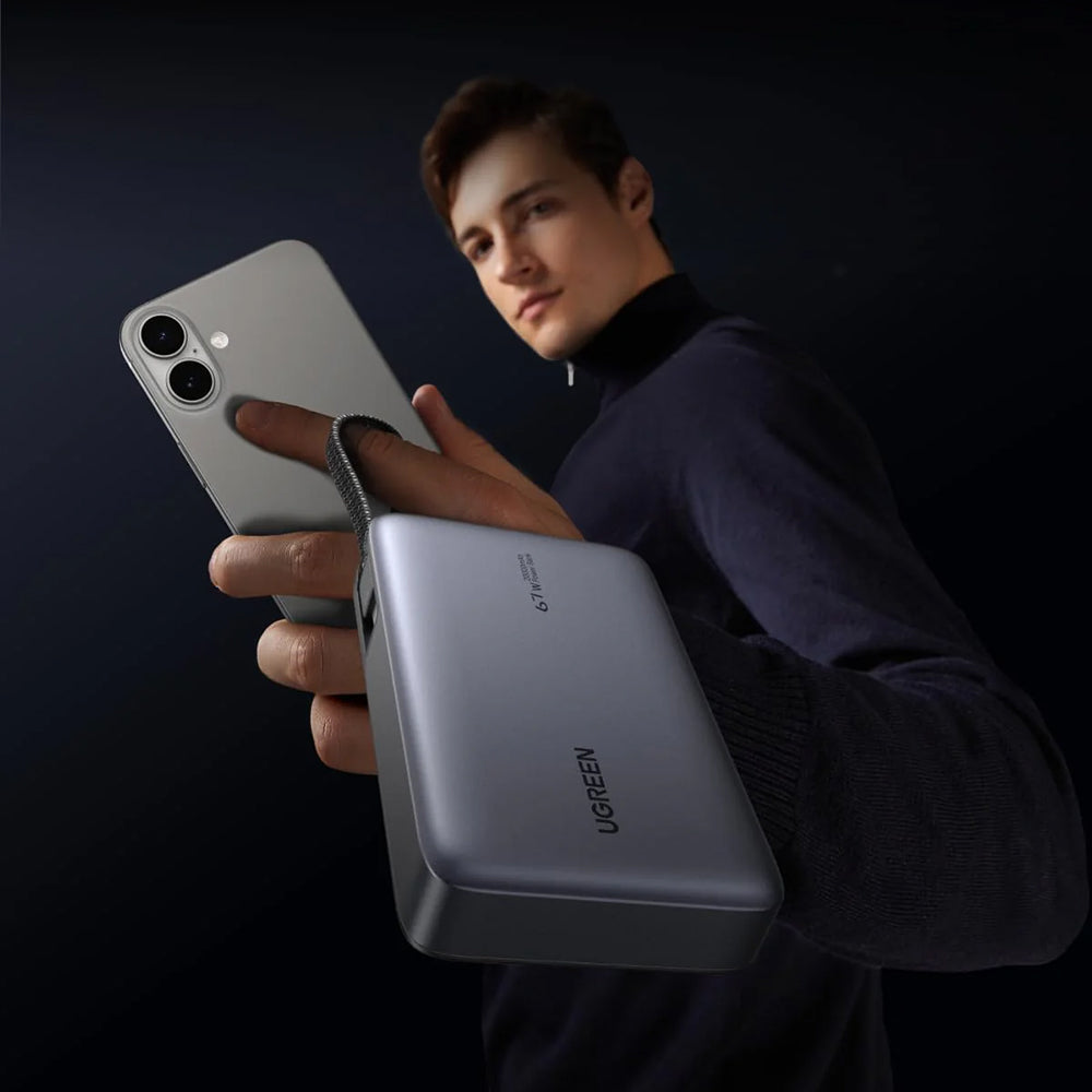 Externer Akku UGREEN PB550, 20000mAh, 67W, QC + PD, 1 x USB-A - 2 x USB-C, Grau