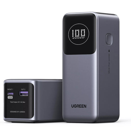 UGREEN PB724 External Battery, 12000mAh, 100W, QC + PD, 1 x USB-A - 1 x USB-C, Grey