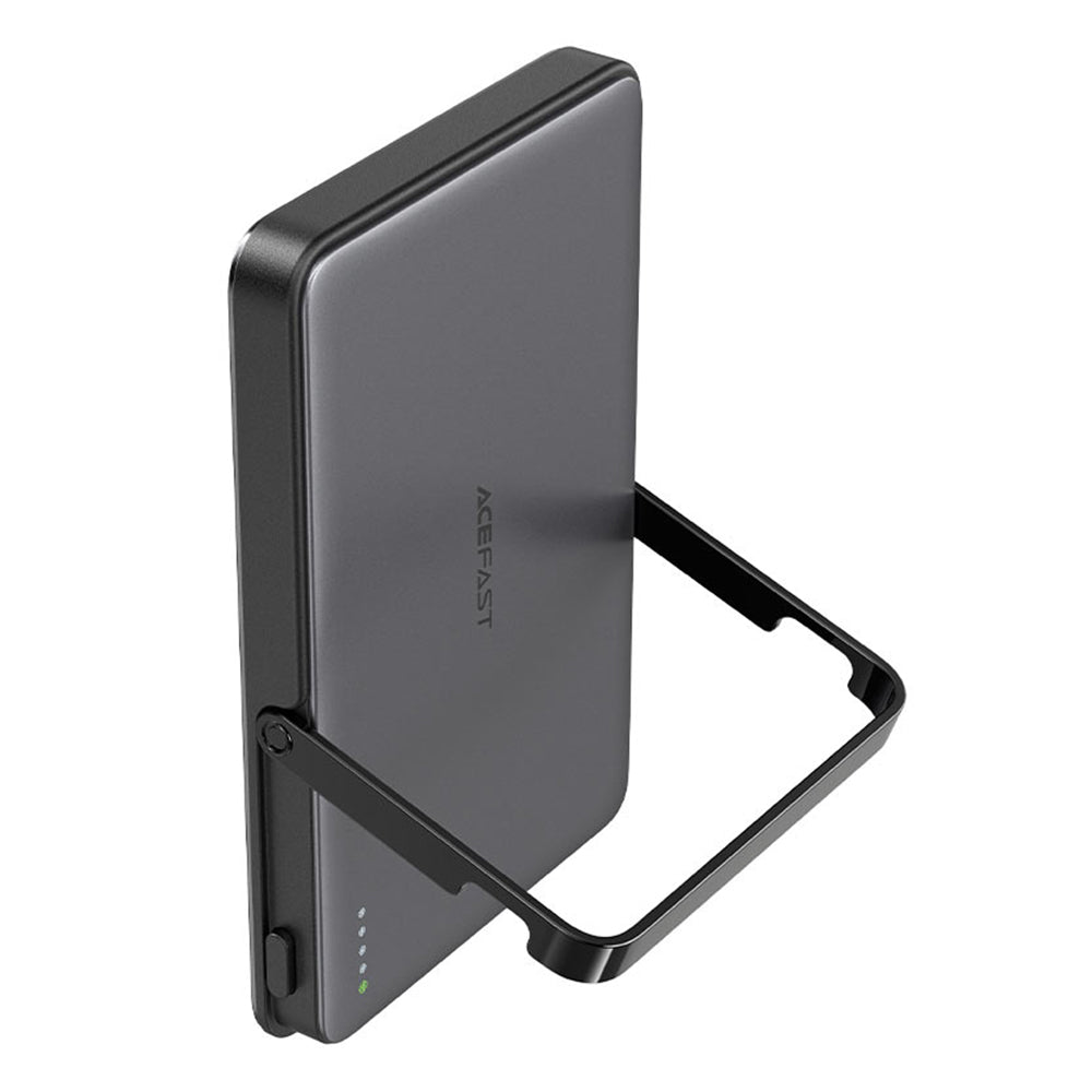 Acefast M16 Wireless External Battery, 5000mAh, 18W, PD + FQI, 1 x QI - 1 x USB-C, Black