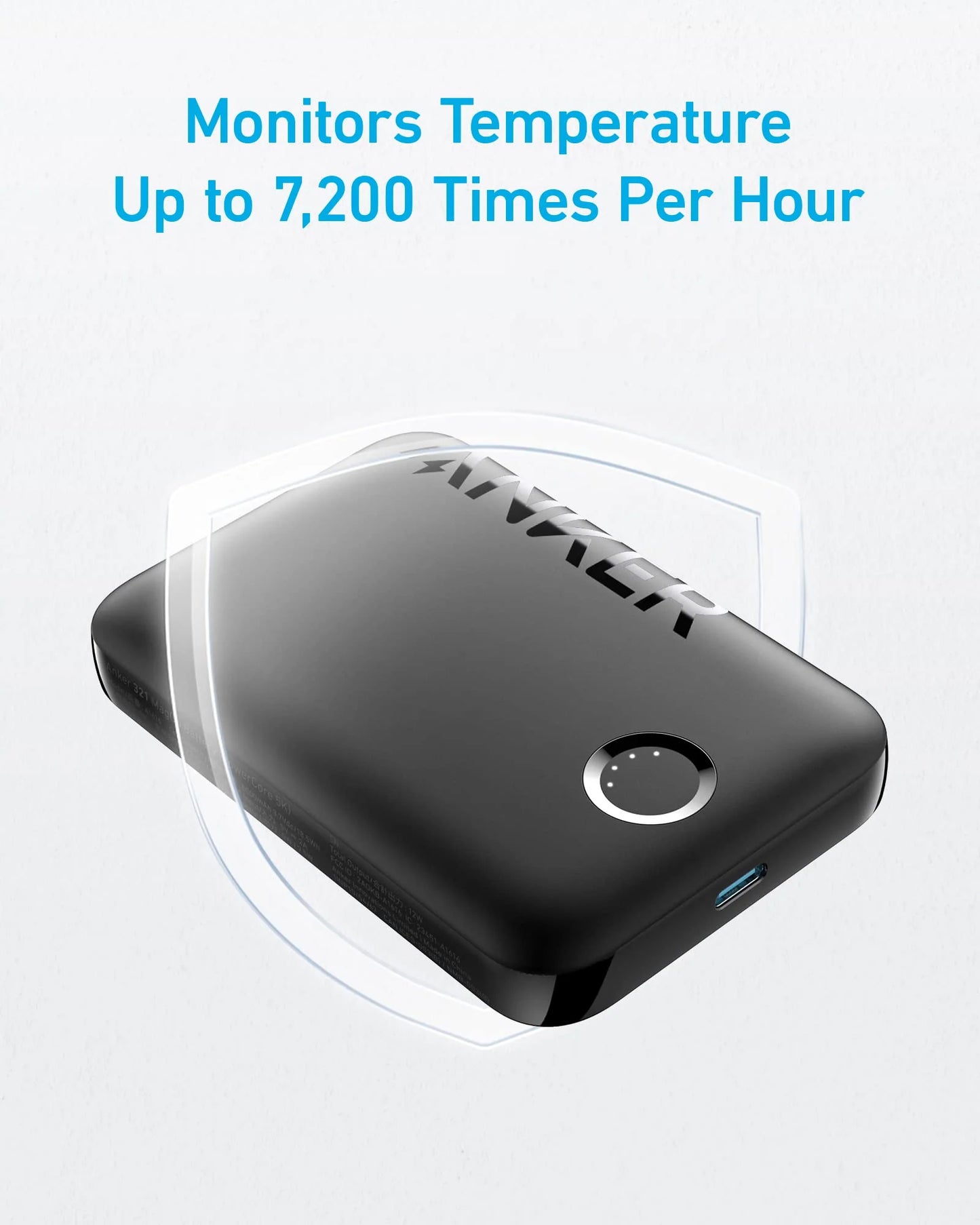 Externer Wireless Akku Anker 321 MagGo, 5000mAh, 7.5W, PD + FQI, 1 x QI - 1 x USB-C, Schwarz A1616G11