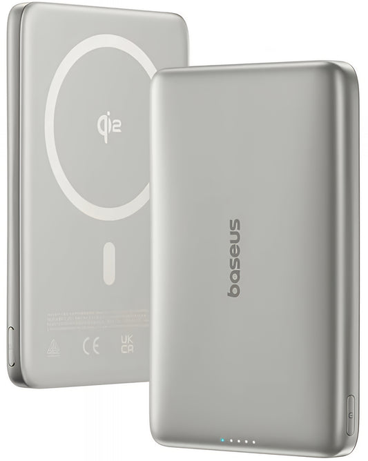 Externer Wireless-Akku Baseus PicoGo AM41, 10000mAh, 27W, PD + FQI, 1 x QI - 1 x USB-C, Beige E0027203