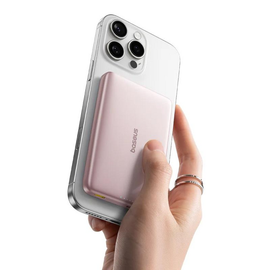 Externer Wireless-Akku Baseus PicoGo AM41, 10000mAh, 27W, PD + FQI, 1 x QI - 1 x USB-C, Rosa E0027202