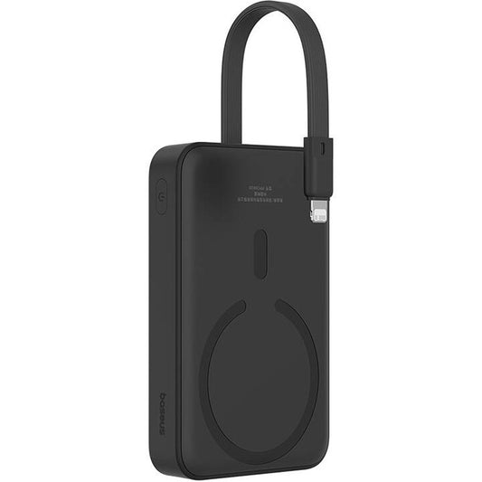 Baseus Magnetic Mini Wireless External Battery, 10000mAh, 20W, PD + FQI, 1 x Lightning - 1 x QI - 1 x USB-C, Schwarz P10022109113113-00