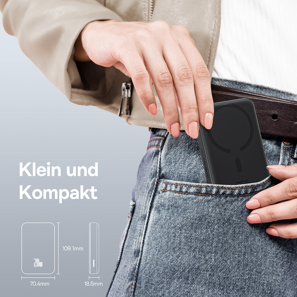 Baseus Magnetic Mini Powerbank 10000mAh | 20W PD & Qi | Schwarz