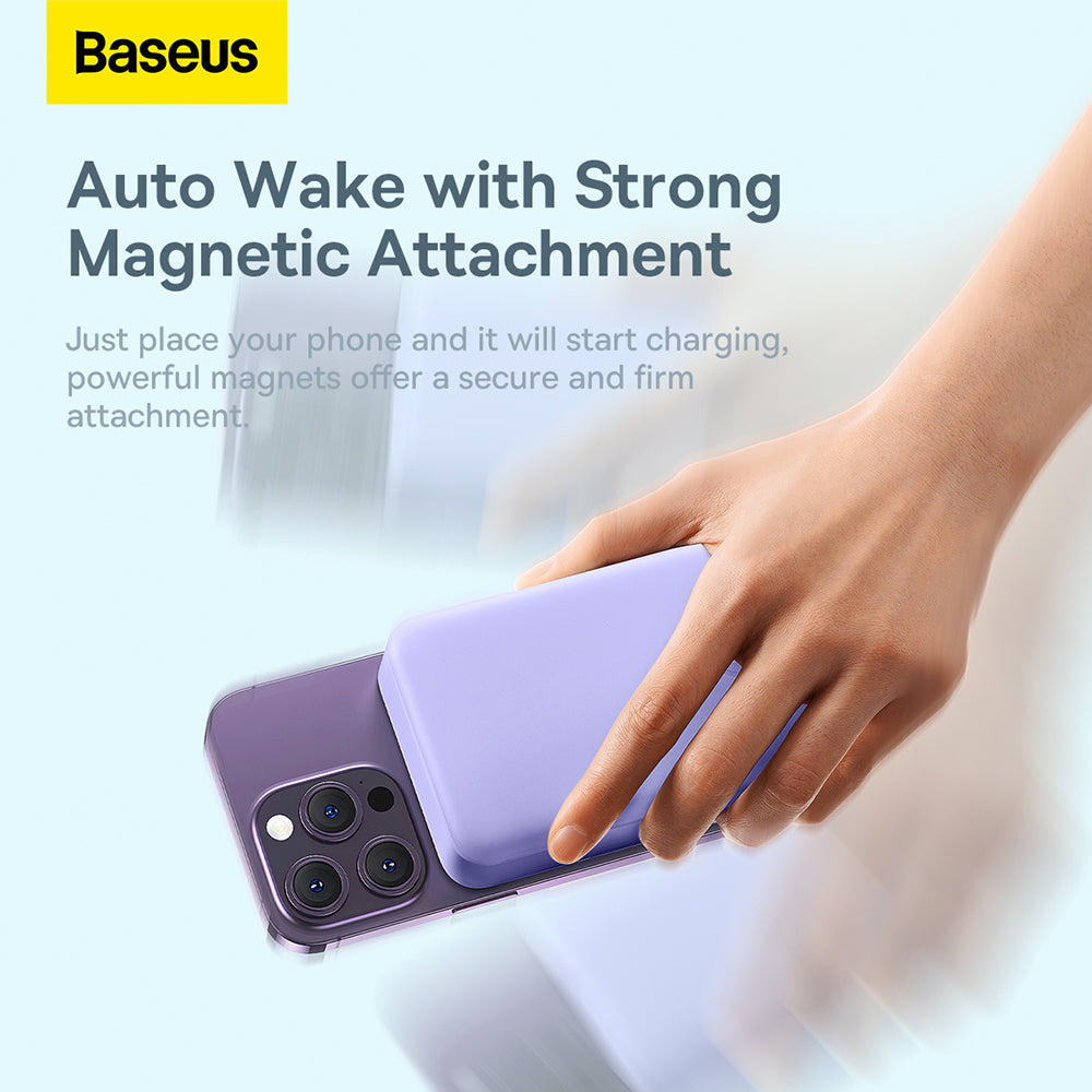 Baseus Magnetic Mini Wireless External Battery, 20000mAh, 20W, PD + FQI, 1 x QI - 1 x USB-C, Purple PPCX150005