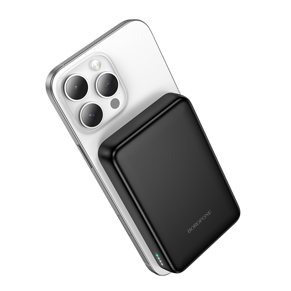 Borofone BJ82A Dawn Wireless External Battery, 10000mAh, 22.5W, QC + PD + FQI, 1 x QI - 1 x USB-A - 1 x USB-C, Black