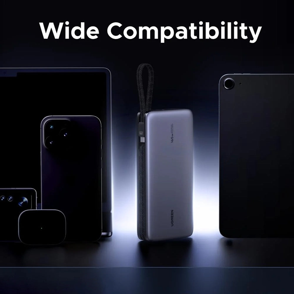 Externer Akku UGREEN PB726 (55995B), 25000mAh, 165W, QC + PD, 1 x USB-A - 3 x USB-C, Grau