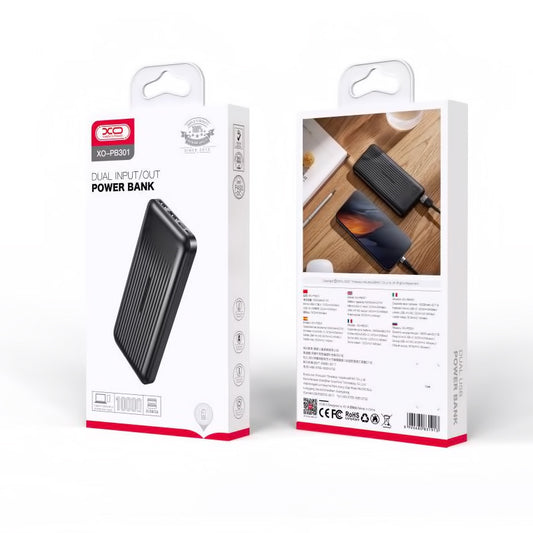 Externer Akku XO Design PB301, 10000mAh, 10W, 2 x USB-A, Schwarz