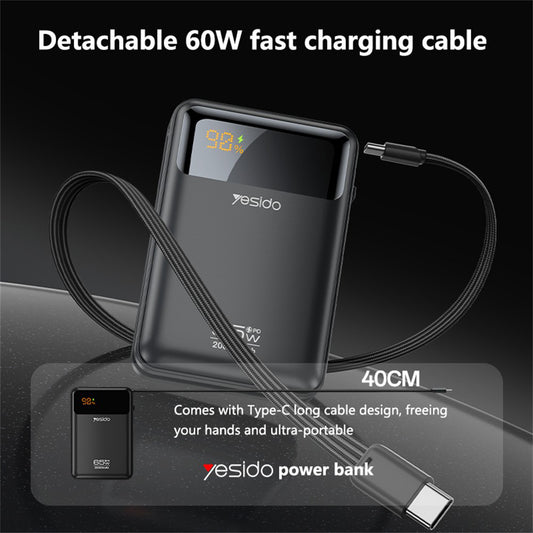 Externe Batterie Yesido YP97, 20000mAh, 65W, PD, 2 x USB-C, Grau