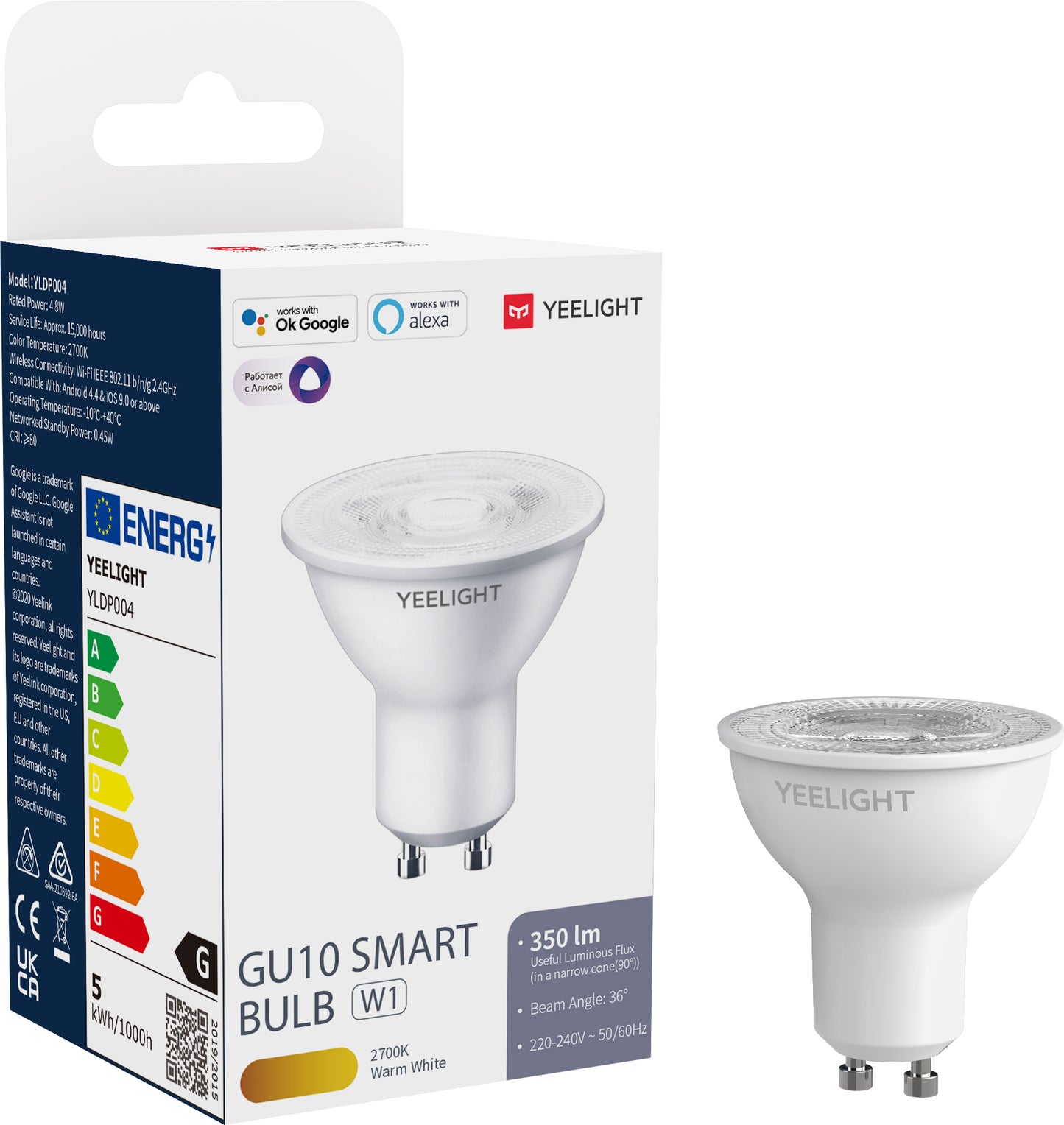LED-Lampe Yeelight W1, Wi-Fi, GU10, 4.8W, 2700K, 350lm YLDP004