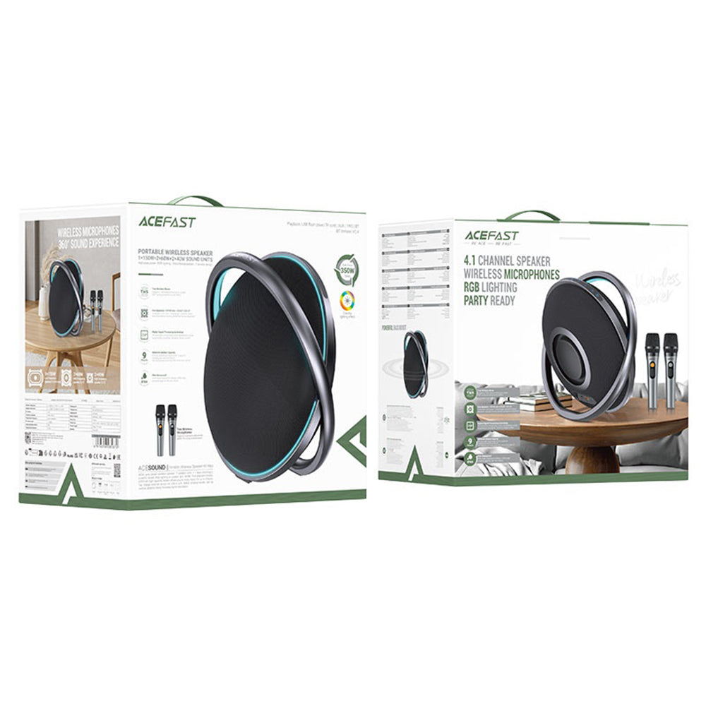 Bluetooth-Lautsprecher Acefast Karaoke K5 Max, 350W, TWS, RGB, wasserdicht, Schwarz