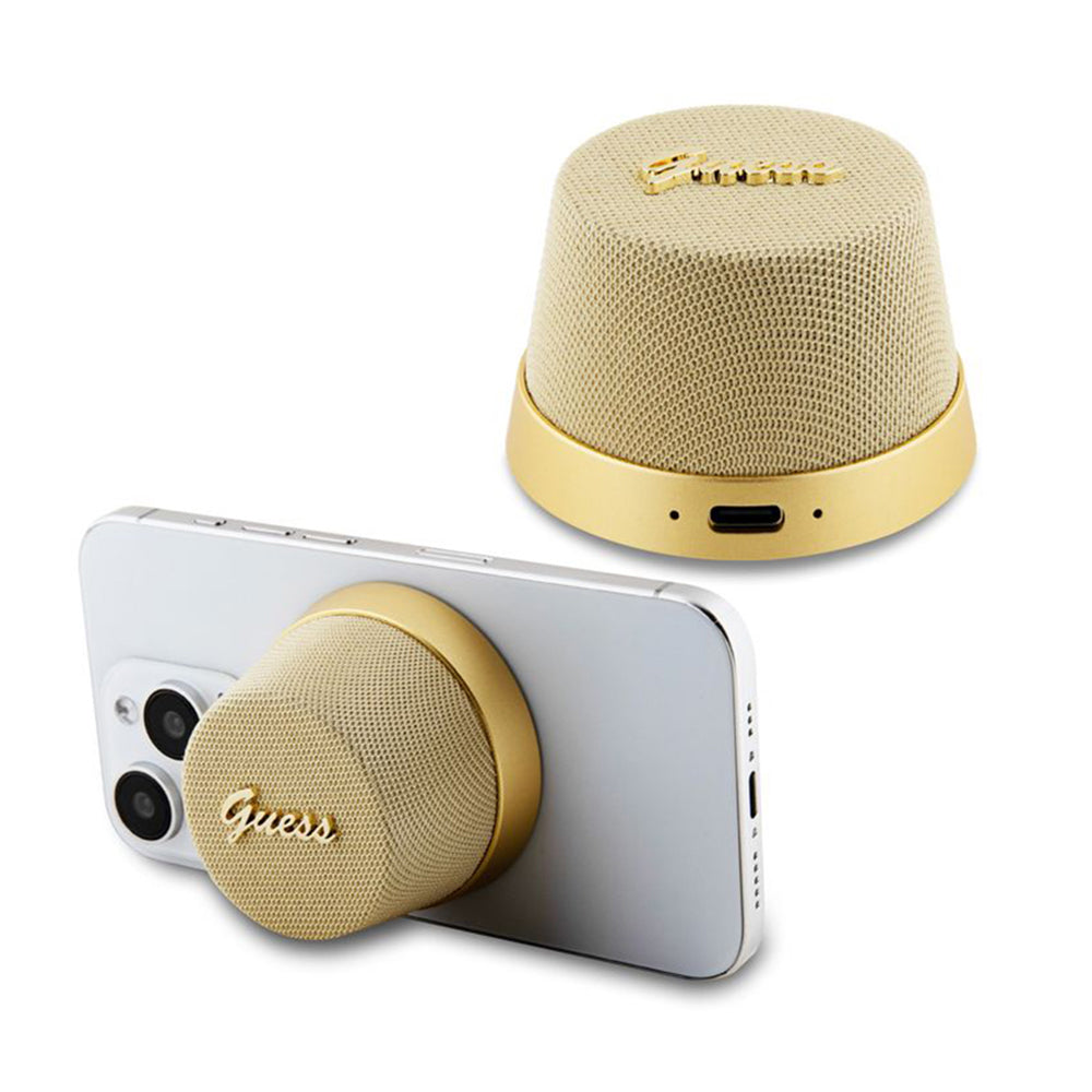 Tragbarer Bluetooth-Lautsprecher Guess Stand Magnetic Script Metal, 3W, Gold