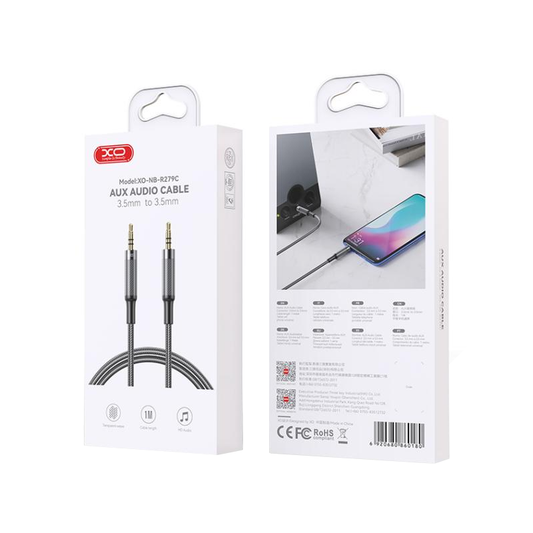 Audio-Kabel 3.5mm - 3.5mm XO Design NB-R279C, 1m, Schwarz