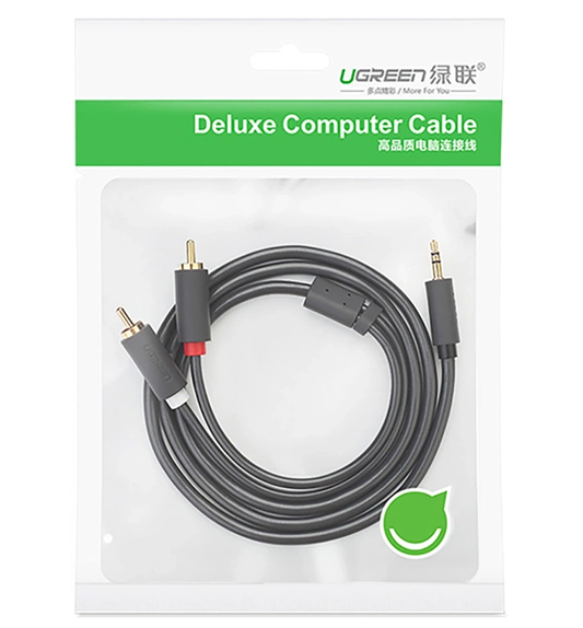 Audio-Kabel 3.5mm - 2 x RCA UGREEN AV102, 2m, Schwarz