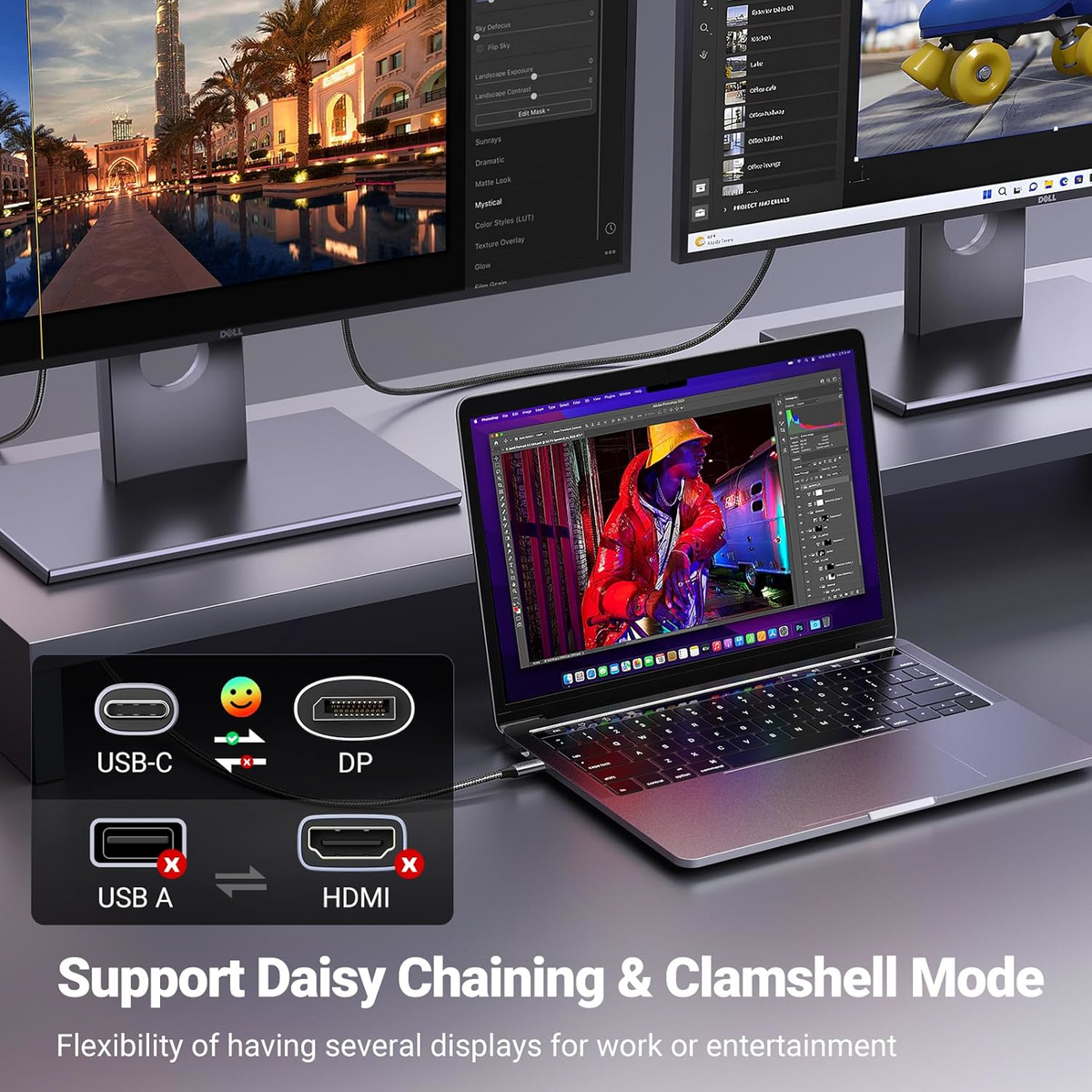 USB-C Audio- und Videokabel - DisplayPort UGREEN CM556 (25157), 1m, Grau