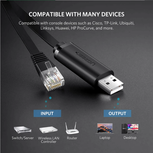 UGREEN CM204 USB Console Cable, RJ45, 3m, Black, Resealed