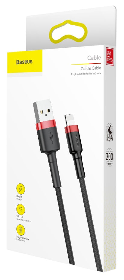 Daten- und Ladekabel USB-A - Lightning Baseus Cafule, 18W, 2m, Rot CALKLF-C19