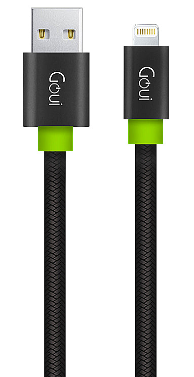 Daten- und Ladekabel USB-A - Lightning Goui Fashion Flat, 18W, 1m, Schwarz G-LC8PINFBF-K
