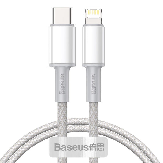 Baseus High Density Braided USB-C - Lightning Daten- und Ladekabel, 20W, 1m, Weiß CATLGD-02