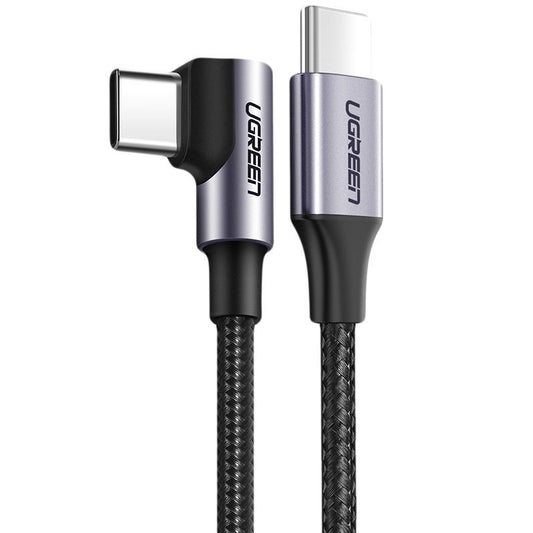 USB-C Daten- und Ladekabel - USB-C UGREEN US255 USB-C abgewinkelt, 60W, 2m, Grau