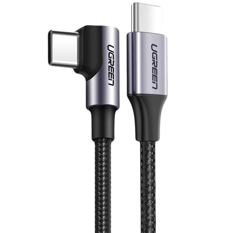 UGREEN US255 USB-C auf USB-C Kabel 60W 1m | 90 Grad | Grau | Nylon