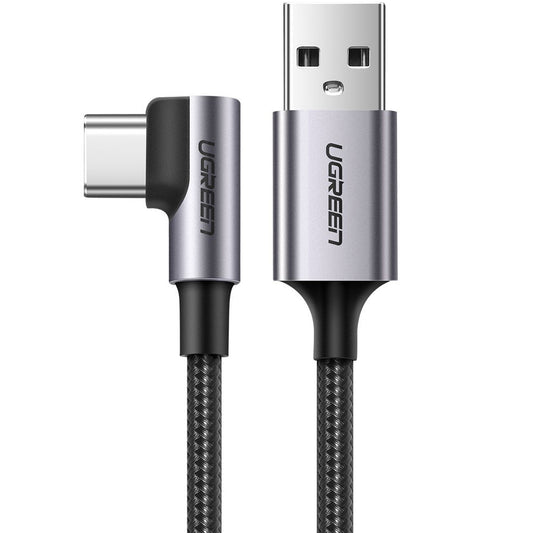 USB-A auf USB-C Daten- und Ladekabel UGREEN US284 Gewinkelt, 60W, 1m, Grau