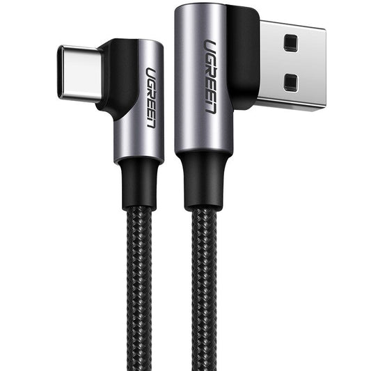 Daten- und Ladekabel USB-A - USB-C UGREEN US176 Gewinkelt, 60W, 2m, Schwarz