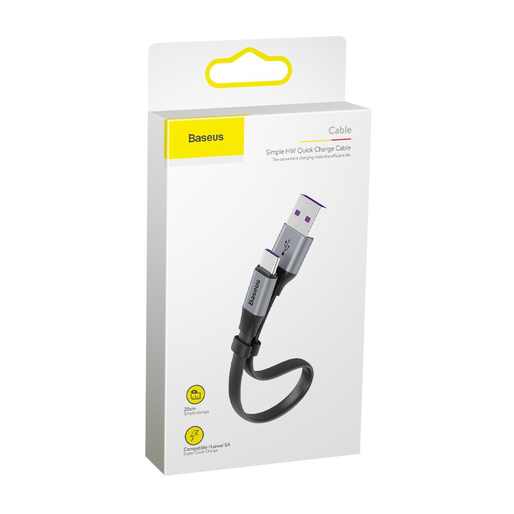 USB-A - USB-C Daten- und Ladekabel Baseus Simple, 40W, 0,23m, Grau CATMBJ-BG1