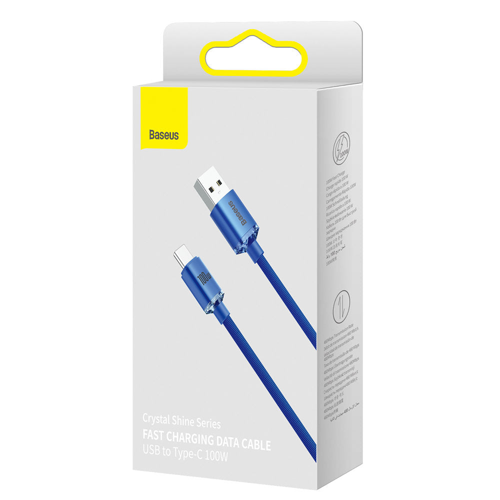 Baseus Crystal Shine USB-A auf USB-C Kabel 100W 1.2m | Blau | Textil